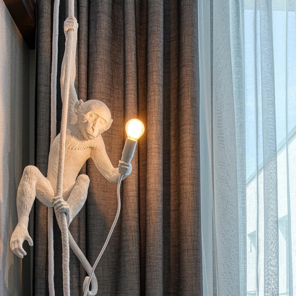 Oak & Coral | Monkey Pendant Light | Sculptural Design Object