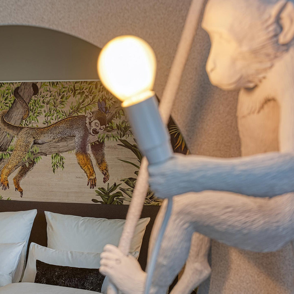 Oak & Coral | Monkey Pendant Light | Sculptural Design Object