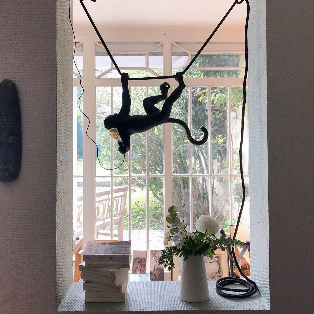 Oak & Coral | Monkey Pendant Light | Sculptural Design Object