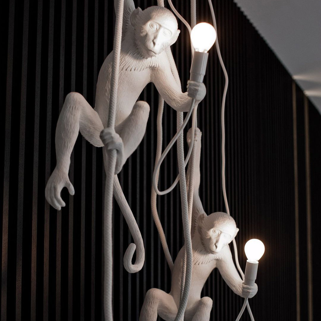 Oak & Coral | Monkey Pendant Light | Sculptural Design Object