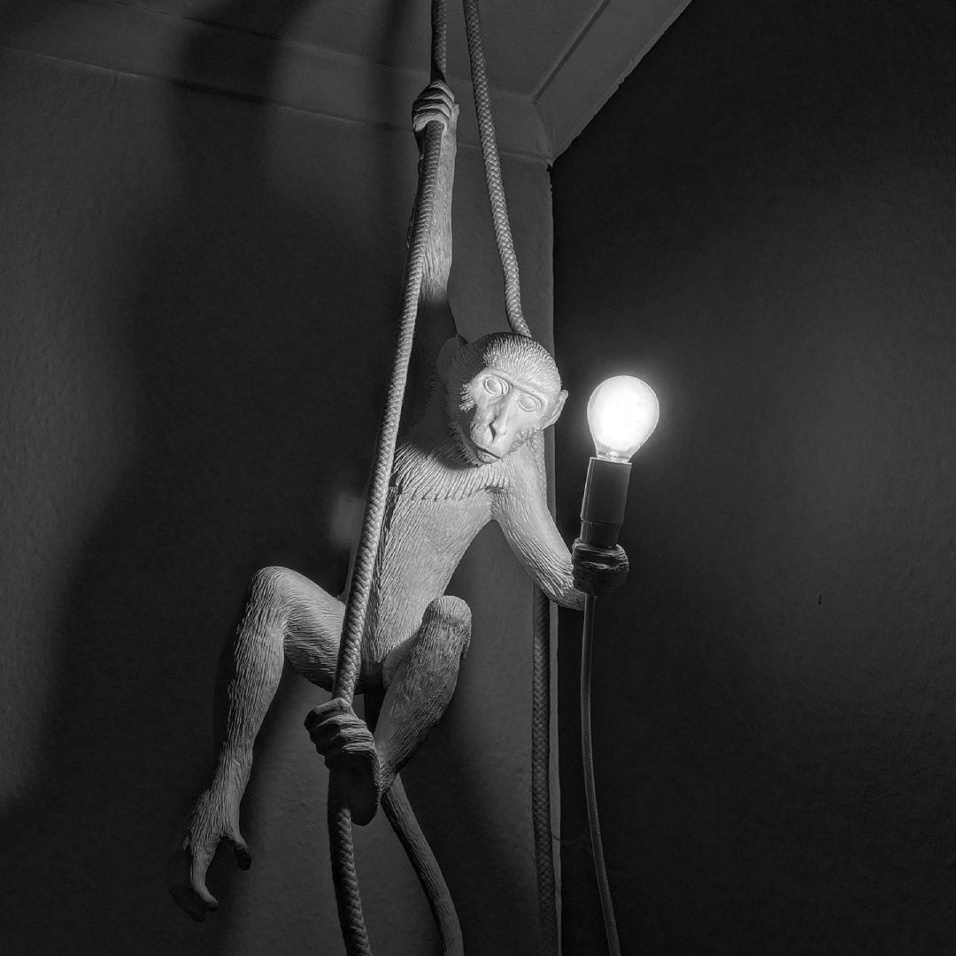 Oak & Coral | Monkey Pendant Light | Sculptural Design Object