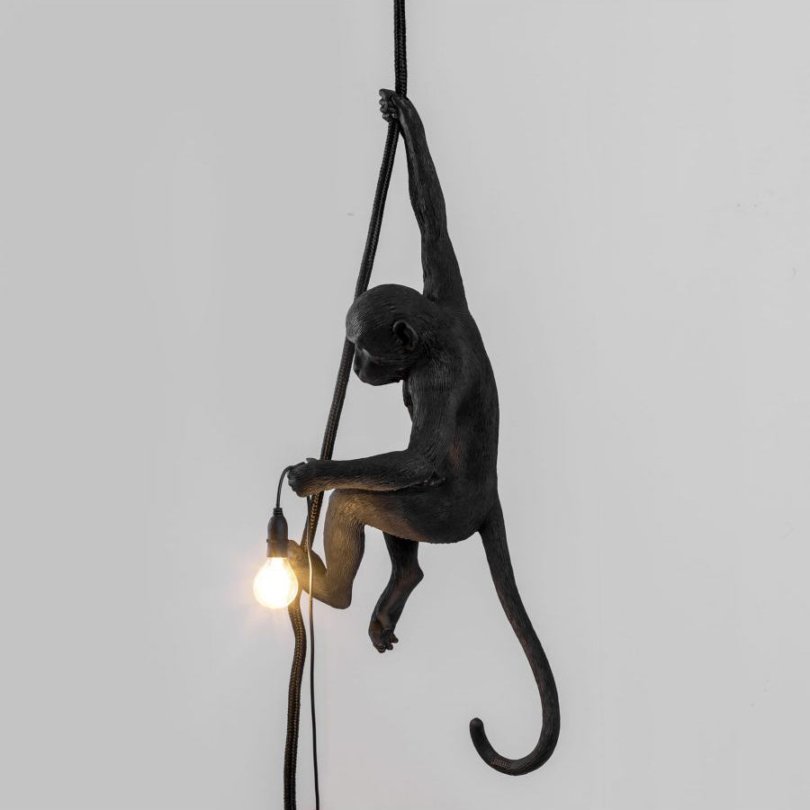 Oak & Coral | Monkey Pendant Light | Sculptural Design Object