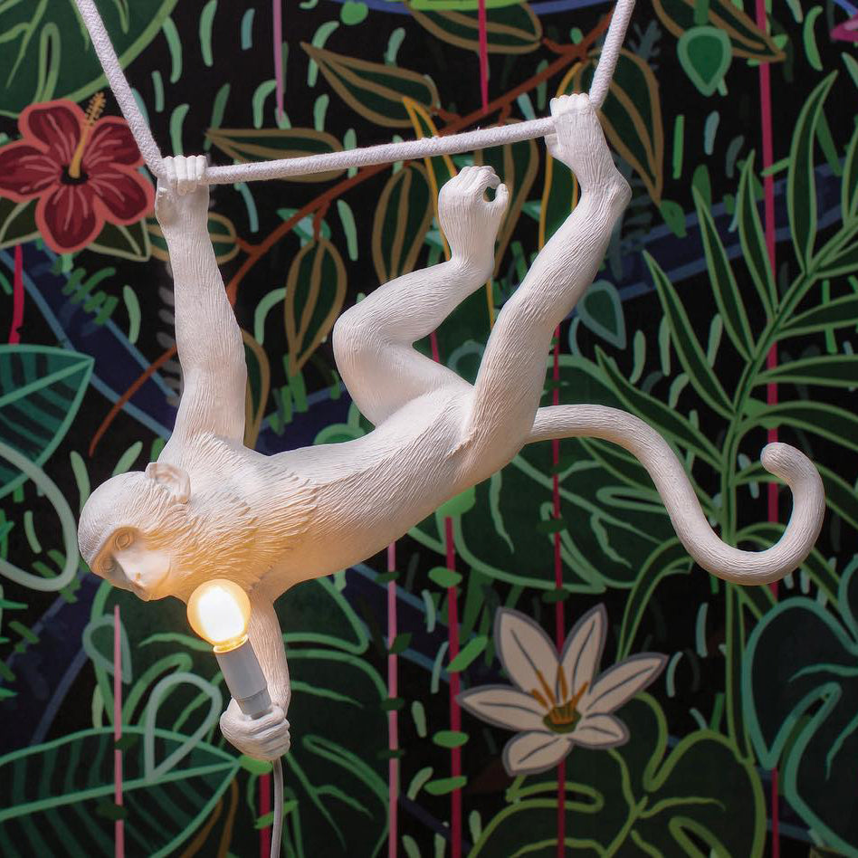 Oak & Coral | Monkey Pendant Light | Sculptural Design Object