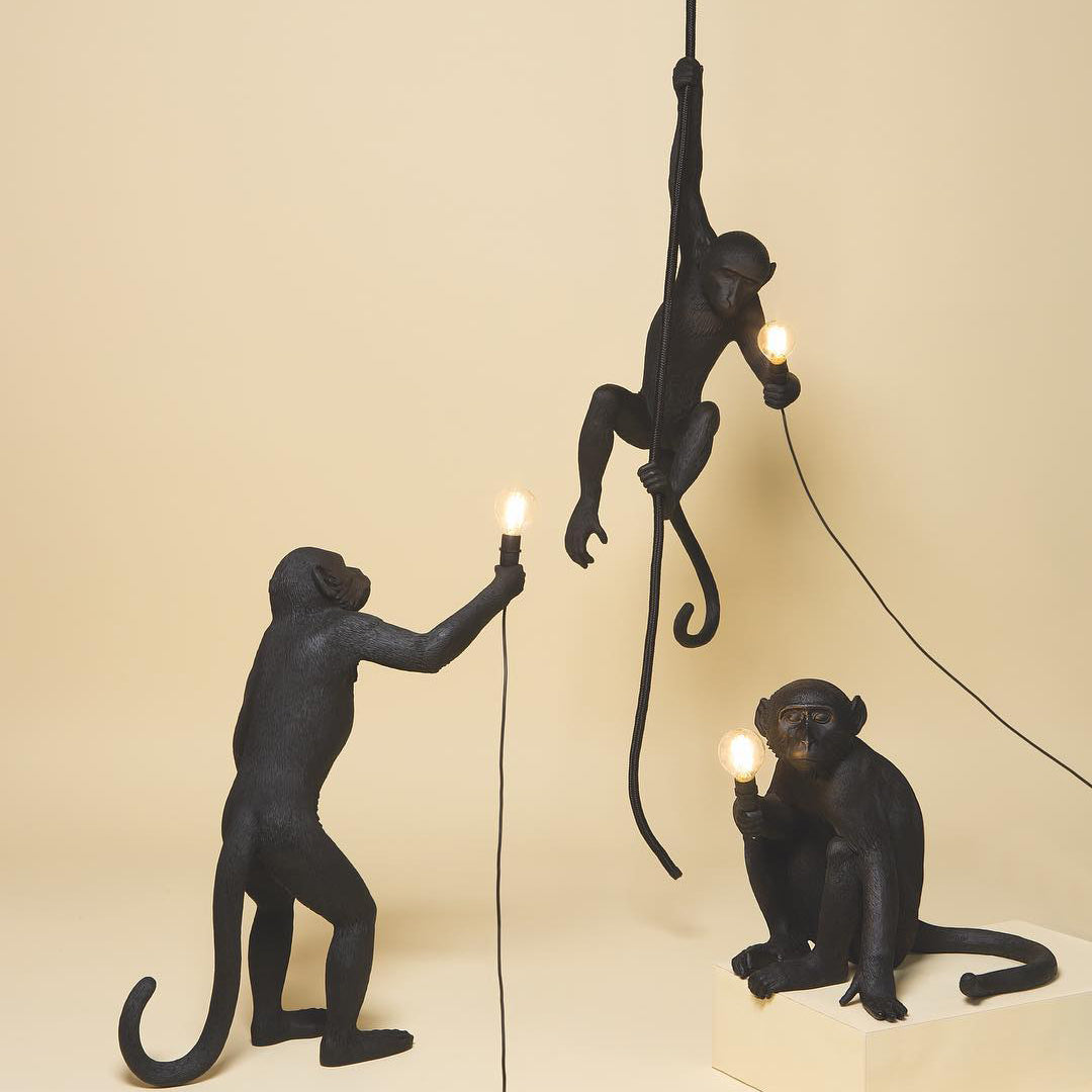 Oak & Coral | Monkey Pendant Light | Sculptural Design Object