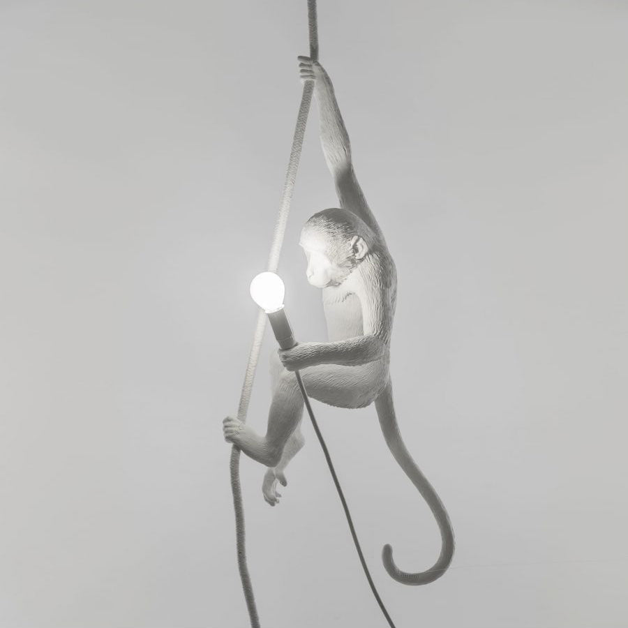 Oak & Coral | Monkey Pendant Light | Sculptural Design Object