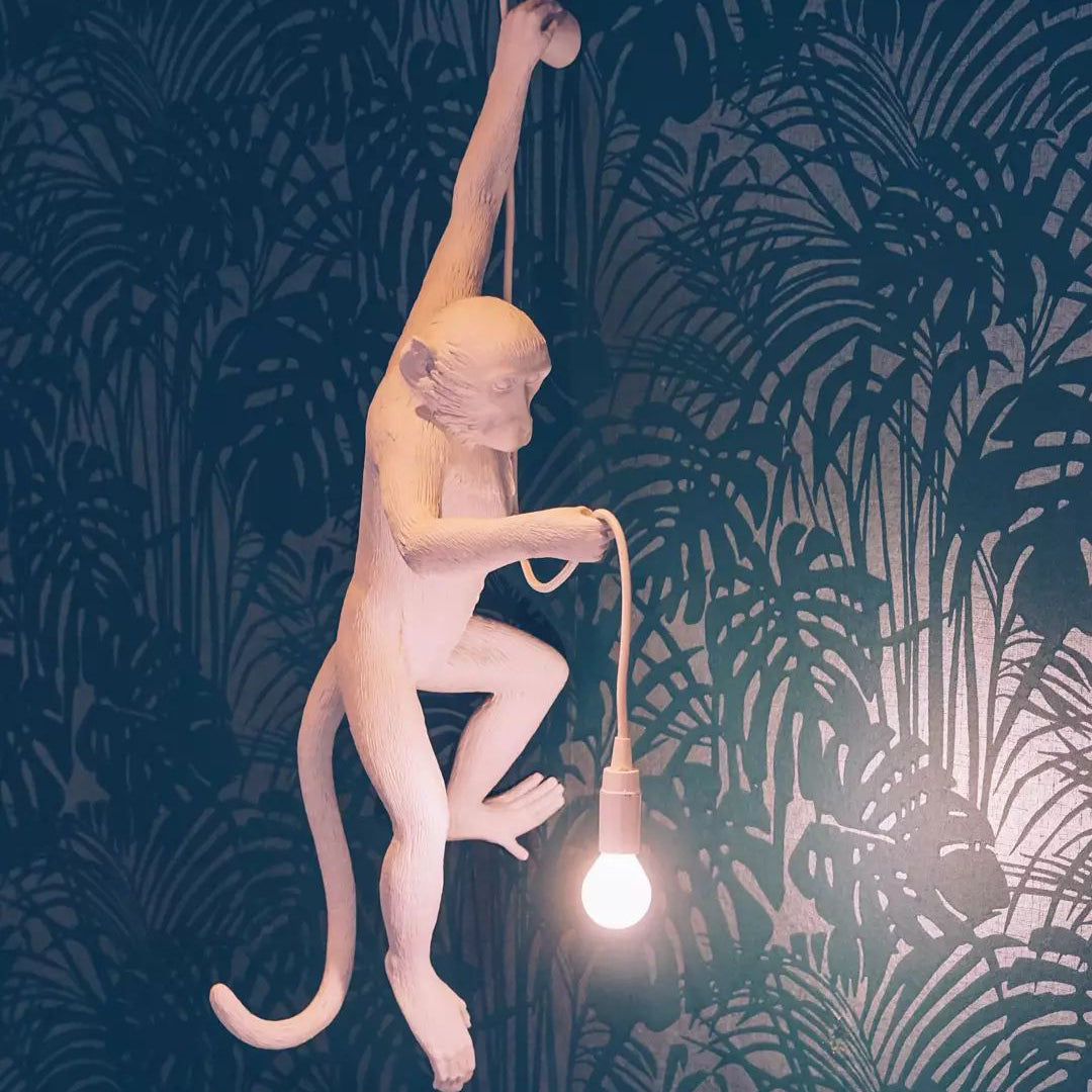 Oak & Coral | Monkey Pendant Light | Sculptural Design Object
