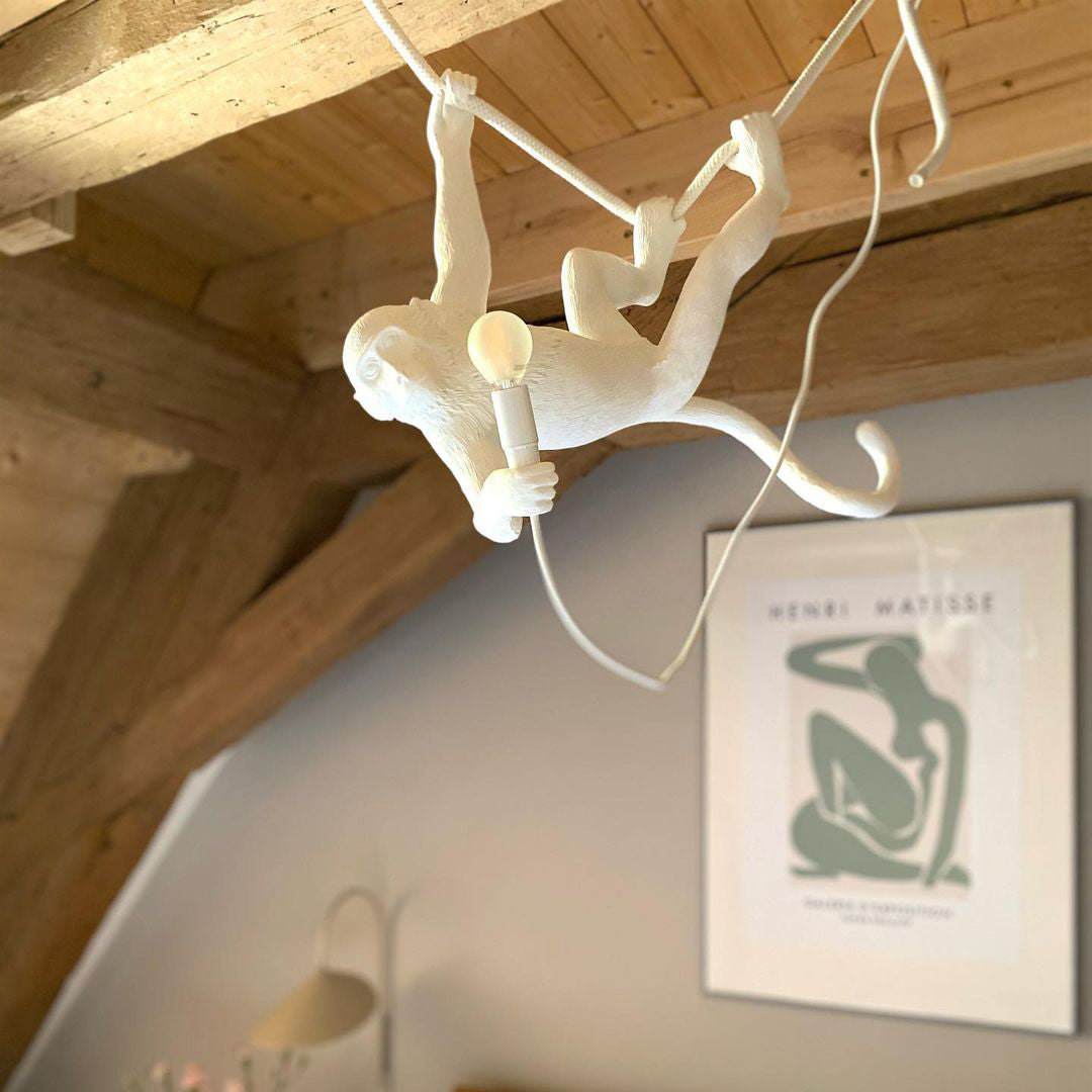 Oak & Coral | Monkey Pendant Light | Sculptural Design Object