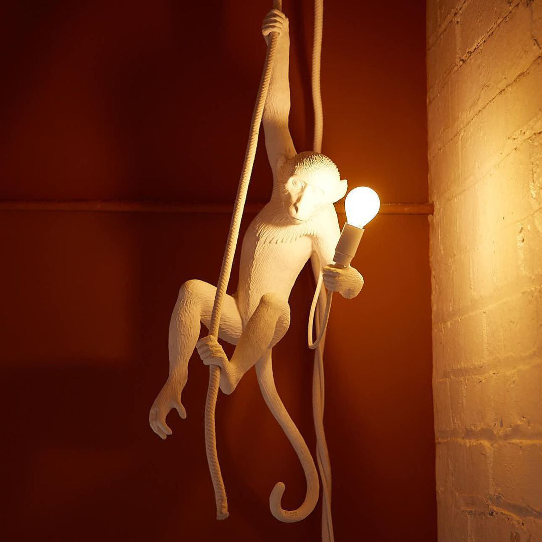 Oak & Coral | Monkey Pendant Light | Sculptural Design Object