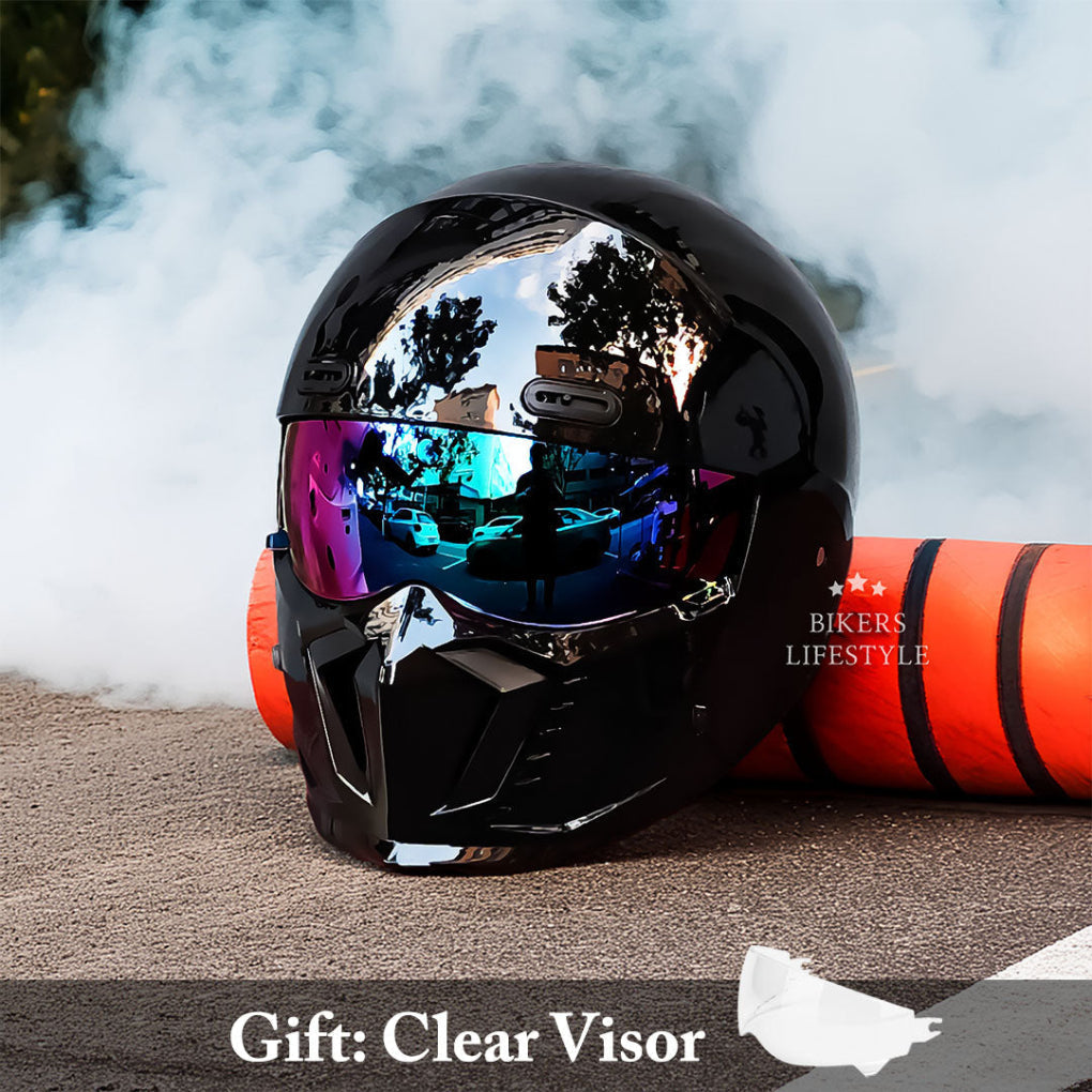 Oak & Coral | Motorcycle Helmet Full Face Modular Matte Black