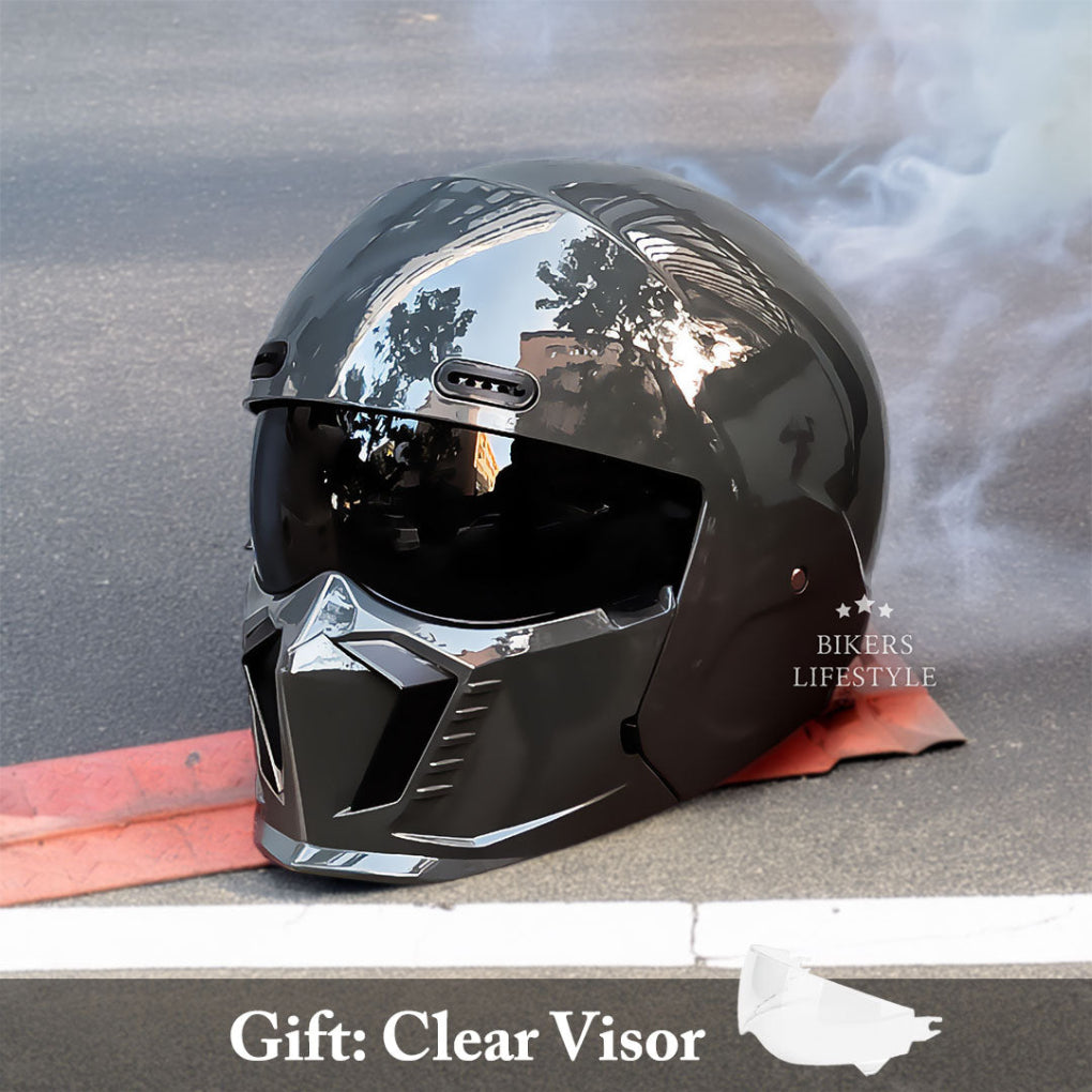 Oak & Coral | Motorcycle Helmet Full Face Modular Matte Black