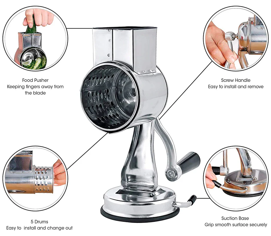 Oak & Coral | Multi-Functional Kitchen Rotary Food Grater Slicer