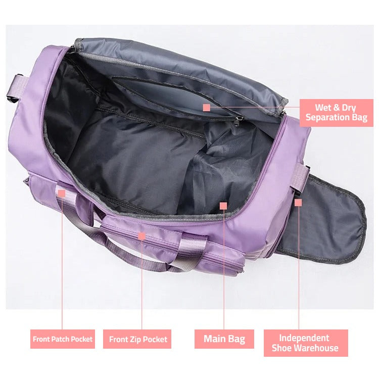 Oak & Coral | Multi-pocket travel bag, sports and gym bag with separate shoe compartment