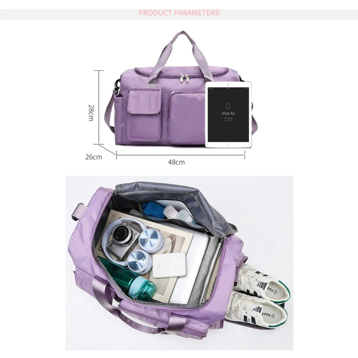 Oak & Coral | Multi-Pocket Travel Bag, Sports and Gym Duffle with Separate Shoe Compartment