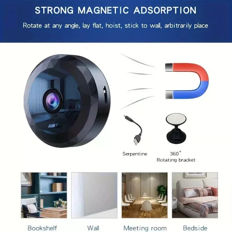 Oak & Coral | OPTIGUARD – Magnetic Mini WiFi Camera 1080P HD with Night Vision & Motion Detection