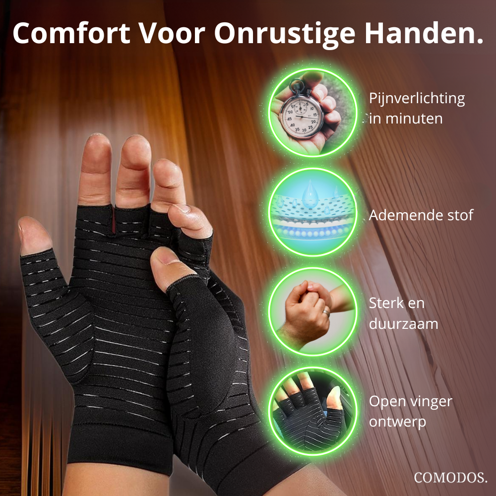 Oak & Coral | Pain-Relieving Compression Gloves with Open Fingers