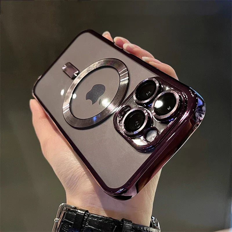 Oak & Coral | Plating Clear Soft Magnetic Case for iPhone