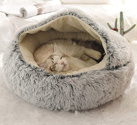 Oak & Coral | Plush Calming Pet Bed | Round Cozy Cat & Dog Bed