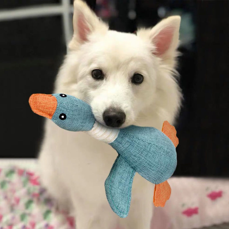 Oak & Coral | Plush Duck Dog Toy with Squeaker