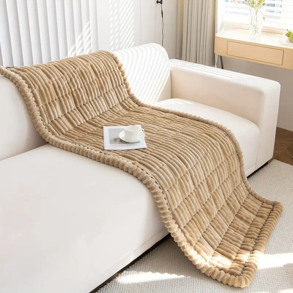 Oak & Coral | Plush Pleated Edges Sofa Cover