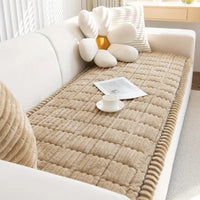 Oak & Coral | Plush Pleated Edges Sofa Cover