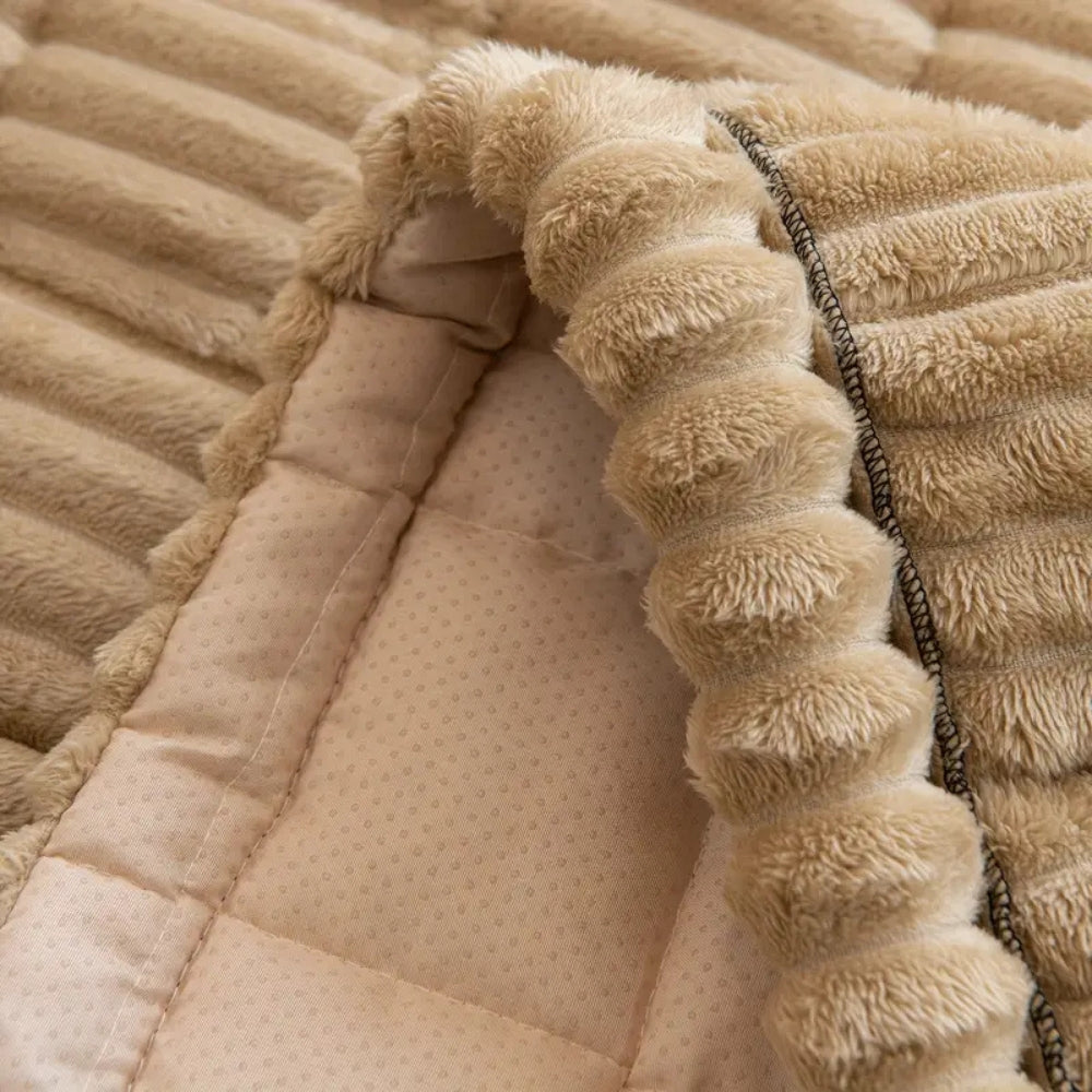 Oak & Coral | Plush Pleated Edges Sofa Cover
