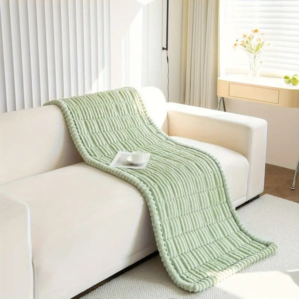 Oak & Coral | Plush Pleated Edges Sofa Cover