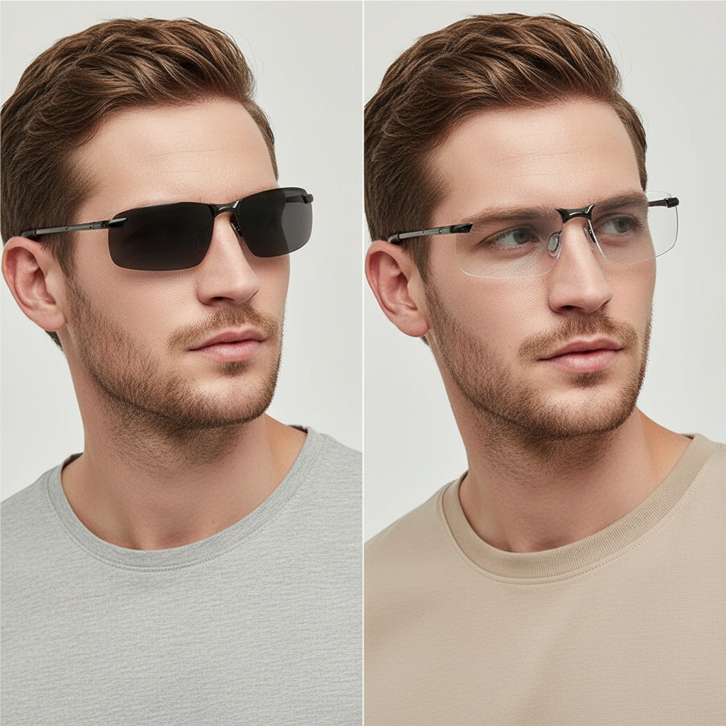 Oak & Coral | Polarized Photochromic Sunglasses | UV400 Protection | Automatic Light Adjustment (Day & Night) | Intelligent Glare Reduction for Drivers & Outdoors