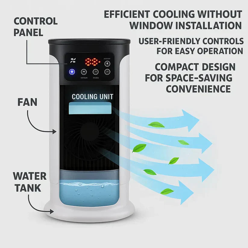 Oak & Coral | Portable Air Conditioner | Windowless, Energy Efficient & Ideal for Home Office and Dormitory Use