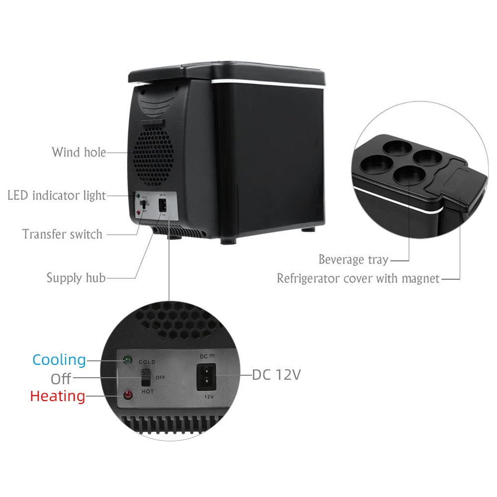 Oak & Coral | Portable Car Refrigerator Camping Car Refrigerator 6L
