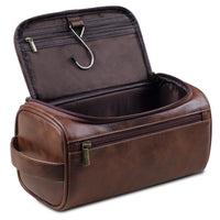 Oak & Coral | Premium Leather Toiletry Bag | Water-Repellent, Hanging Organizer