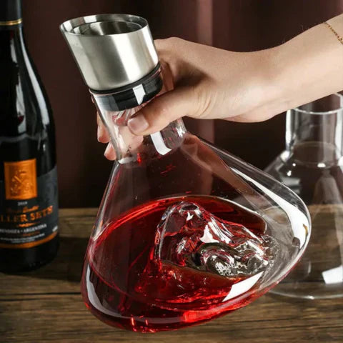 Oak & Coral | Premium Wine Decanter | Lead-Free Crystal with Rapid Aeration & Filtration for Enhanced Tasting Experience