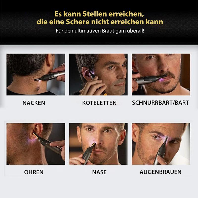 Oak & Coral | Professional Ultra-Thin Precision Trimmer | Titanium Stainless Steel Blades | Integrated LED Light | Micro-Oscillation Technology | For Nose, Ears & Contours