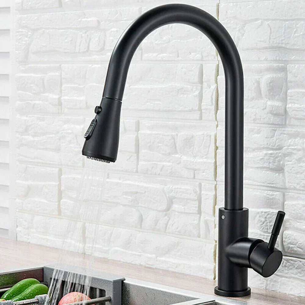 Oak & Coral | Pull-Out Faucet with Single Lever Mixer – Flexible Faucet with Shower Function, High Quality Stainless Steel, Ideal for Modern Kitchens, Easy Installation