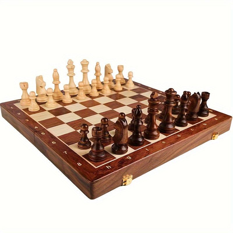 Oak & Coral | RoyalWood Luxury Chess Set – Solid Wood Chessboard with Finely Detailed Pieces