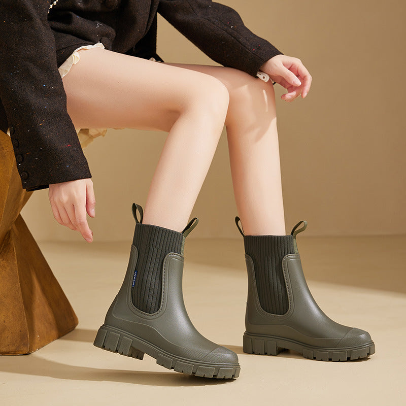 Oak & Coral | Rubber Boots - Waterproof with Anti-Slip Sole, Perfect for Rainy Weather