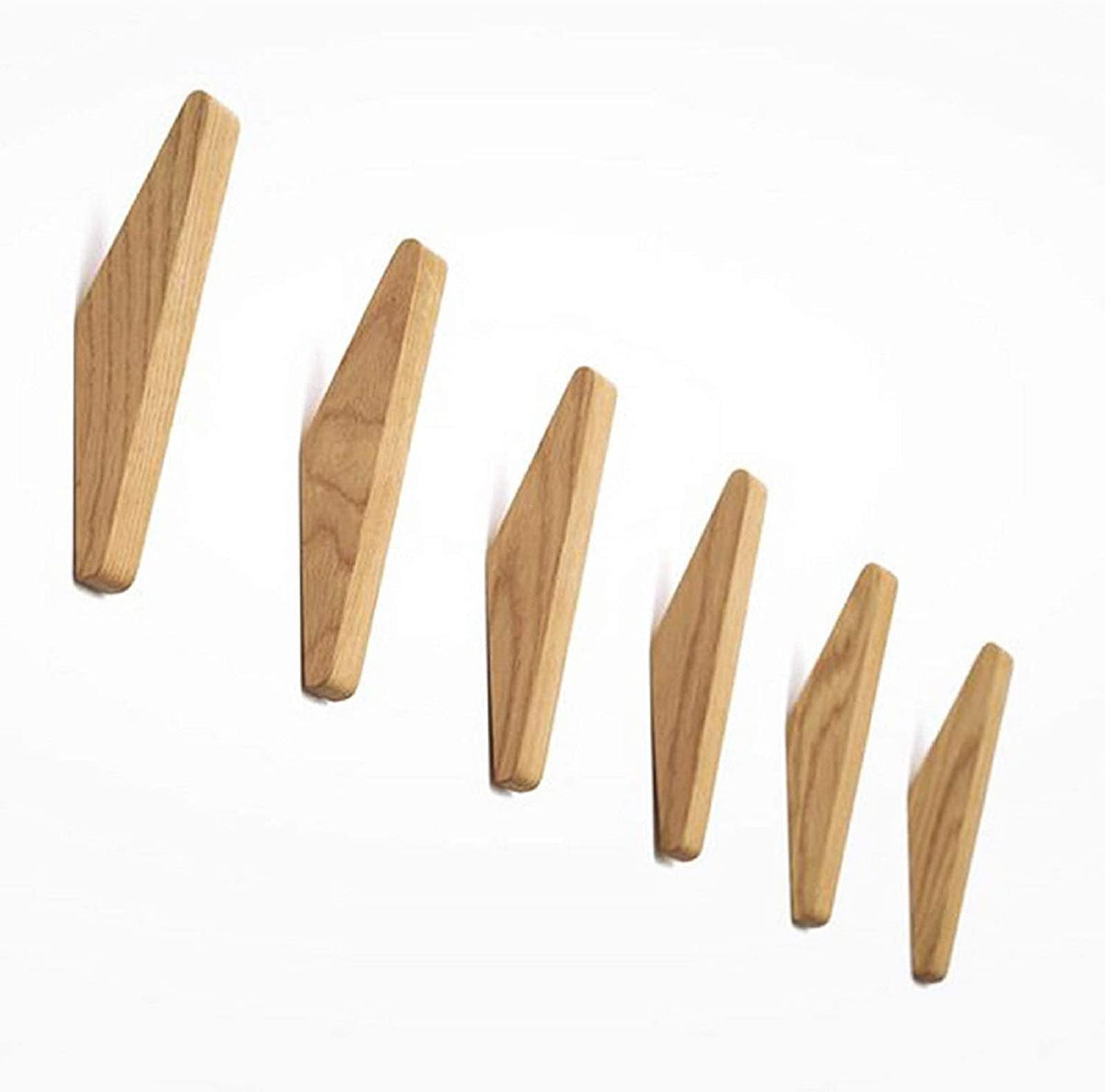 Oak & Coral | Scandi Set of 6 Wooden Coat Hooks