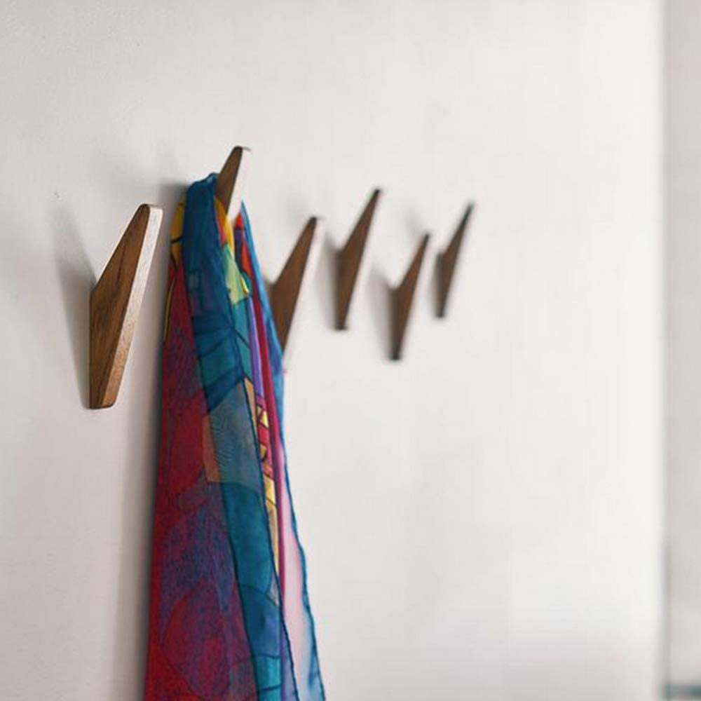 Oak & Coral | Scandi Set of 6 Wooden Coat Hooks