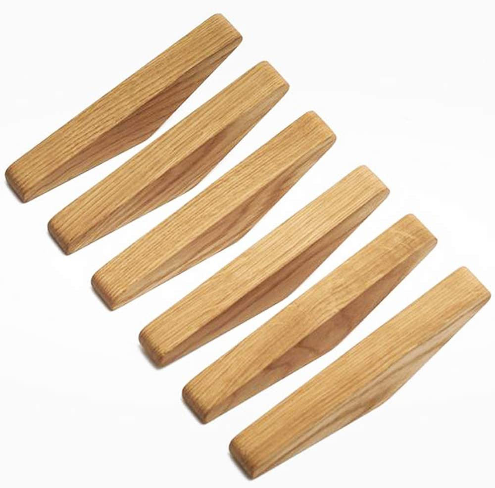 Oak & Coral | Scandi Set of 6 Wooden Coat Hooks