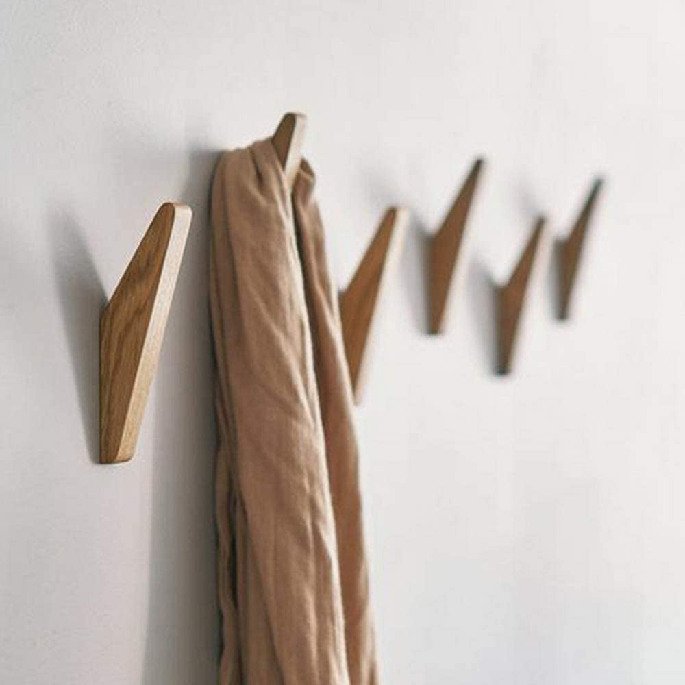 Oak & Coral | Scandi Set of 6 Wooden Coat Hooks