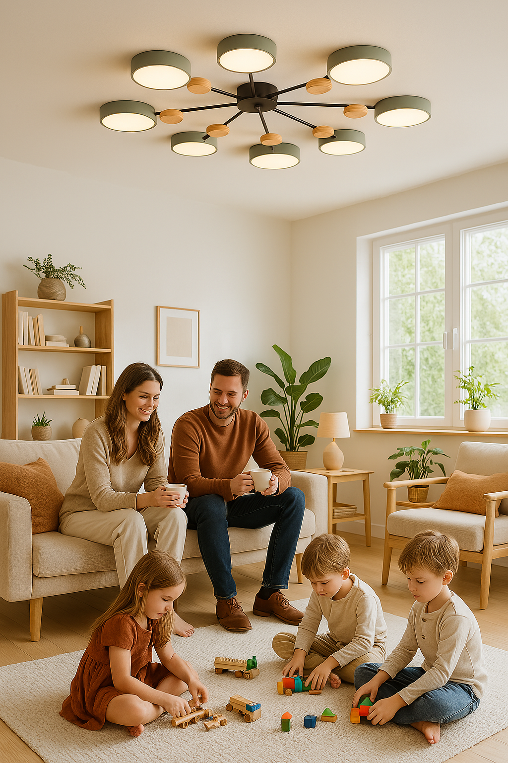 Oak & Coral | Scandinavian LED Ceiling Light | Branching Modern Light Design