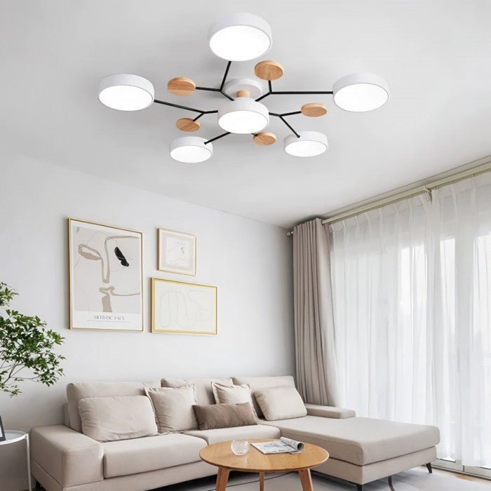Oak & Coral | Scandinavian LED Ceiling Light | Branching Modern Light Design