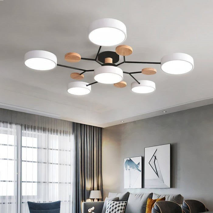 Oak & Coral | Scandinavian LED Ceiling Light | Branching Modern Light Design