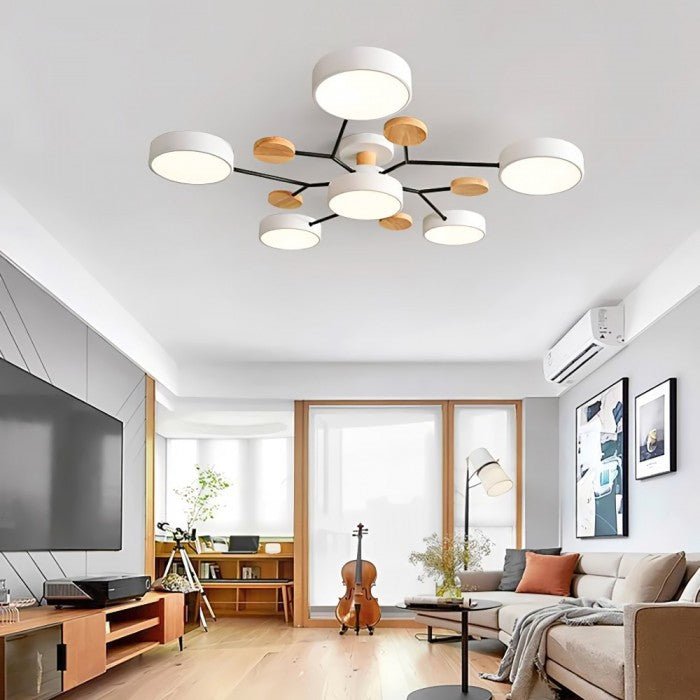 Oak & Coral | Scandinavian LED Ceiling Light | Branching Modern Light Design