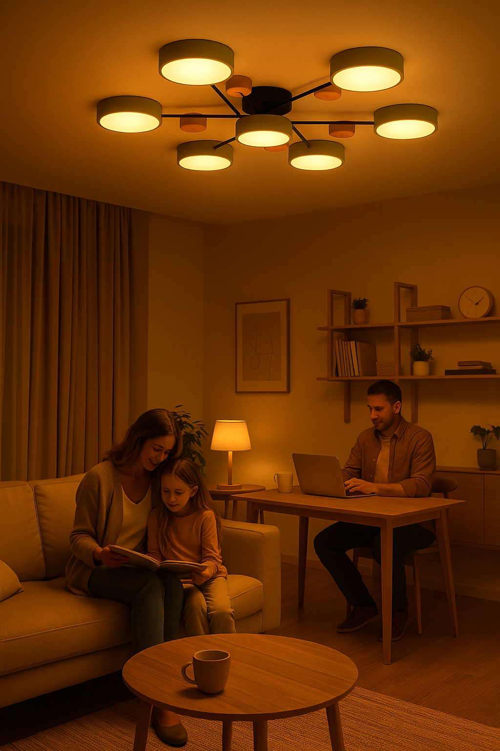 Oak & Coral | Scandinavian LED Ceiling Light | Branching Modern Light Design