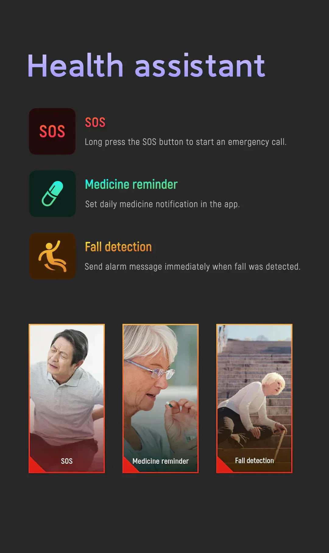 Oak & Coral | Senior Safety Watch with Fall Detection and GPS – Smart Care Smartwatch