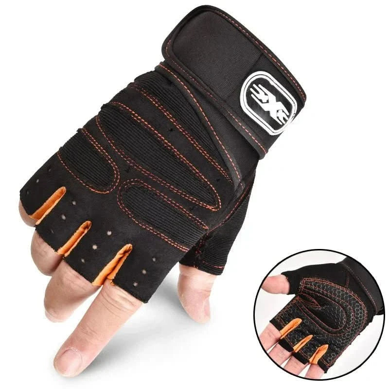 Oak & Coral | Shock-resistant training gloves with wrist support | For weight training, fitness & cycling