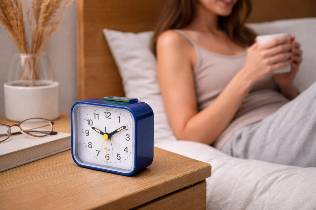 Oak & Coral | Silent & Peaceful Alarm Clock – Non-Ticking, Gentle Wake-Up Light, Snooze Function