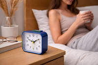 Oak & Coral Alarm Clock - Quiet Operation, Snooze & Light
