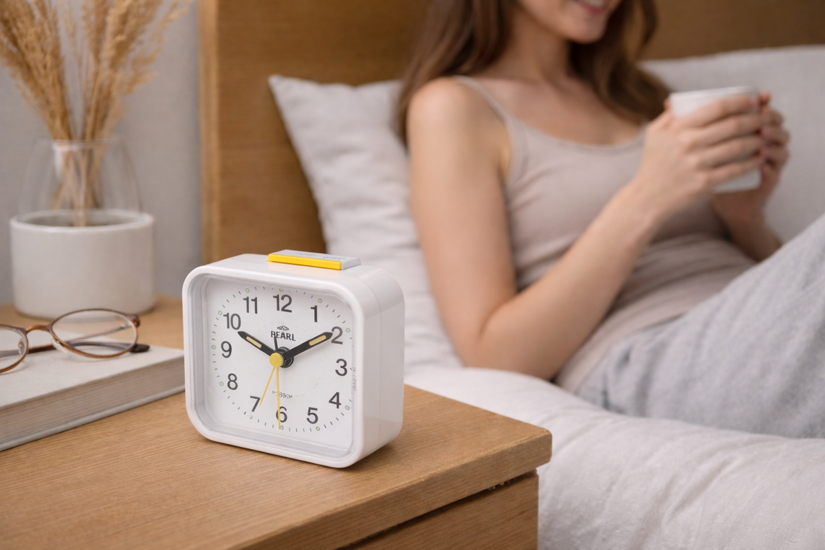 Oak & Coral | Silent & Peaceful Alarm Clock – Non-Ticking, Gentle Wake-Up Light, Snooze Function