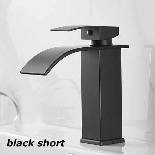 Oak & Coral Sink Mixer Aqualis Noir | Stainless Steel | Hot & Cold Water | For Bathroom & Guest Toilet